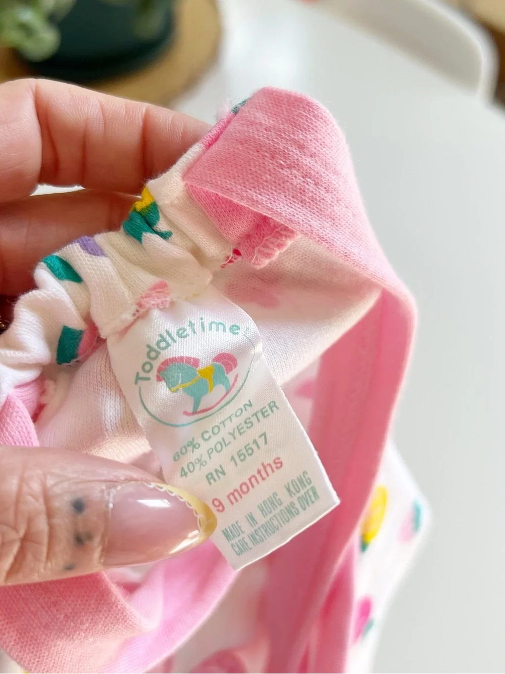 Vintage Toddletime Fruit Overall Bubble Romper & Cardigan 2 Piece Set | 6-9m